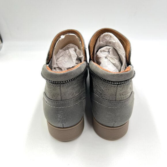 Cobb Hill Womens Size 7 Crosbie Gray - Olive Green Leather Ankle Boots Shoes - Picture 6 of 14